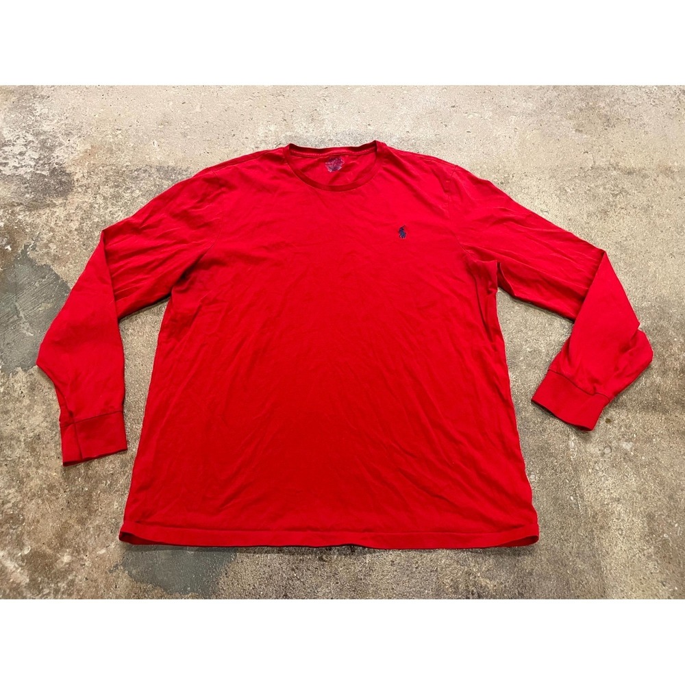 Polo Ralph Lauren Slim Fit Shirt Mens XL Red Cotton Embroidered Logo Long Sleeve